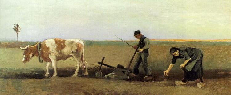 Vincent Van Gogh Planting potatoes oil painting picture